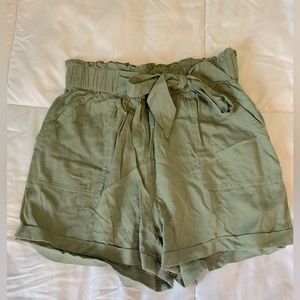 Army green flowy shorts